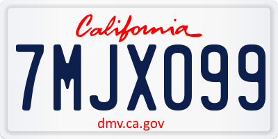 CA license plate 7MJX099