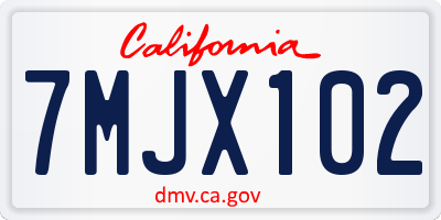 CA license plate 7MJX102