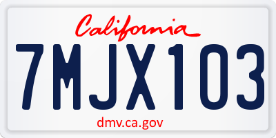 CA license plate 7MJX103