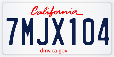 CA license plate 7MJX104
