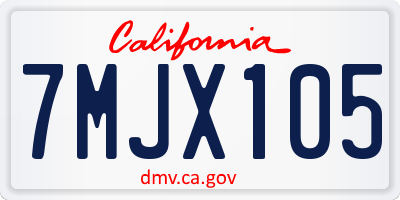 CA license plate 7MJX105