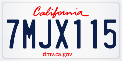 CA license plate 7MJX115