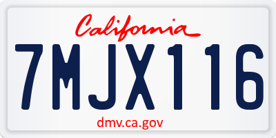 CA license plate 7MJX116