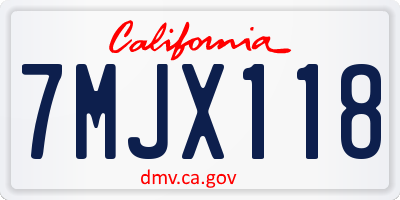 CA license plate 7MJX118