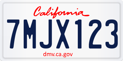 CA license plate 7MJX123