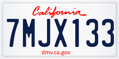 CA license plate 7MJX133