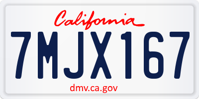 CA license plate 7MJX167