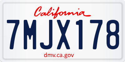 CA license plate 7MJX178