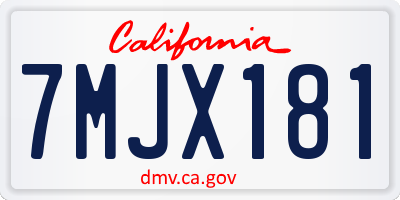 CA license plate 7MJX181