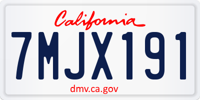 CA license plate 7MJX191