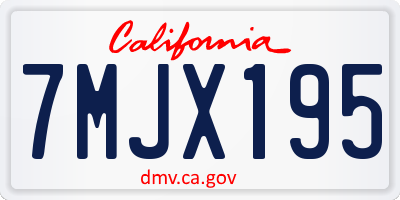 CA license plate 7MJX195