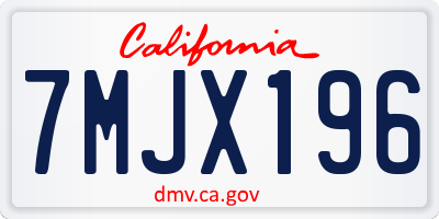 CA license plate 7MJX196
