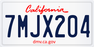 CA license plate 7MJX204