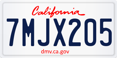 CA license plate 7MJX205