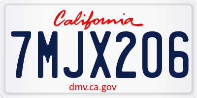 CA license plate 7MJX206