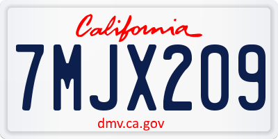 CA license plate 7MJX209
