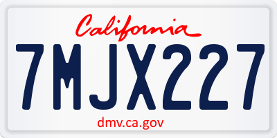 CA license plate 7MJX227