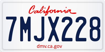 CA license plate 7MJX228