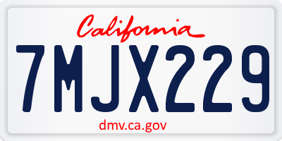 CA license plate 7MJX229