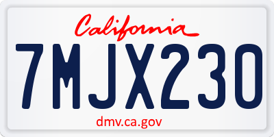 CA license plate 7MJX230