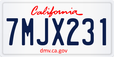 CA license plate 7MJX231