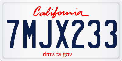 CA license plate 7MJX233