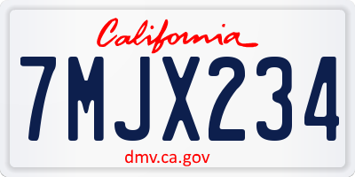 CA license plate 7MJX234