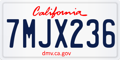 CA license plate 7MJX236