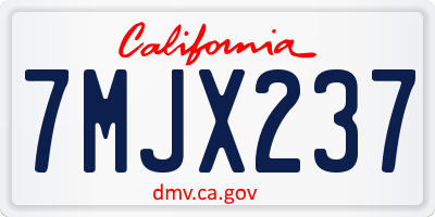 CA license plate 7MJX237