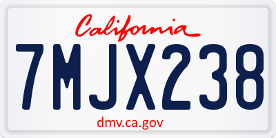 CA license plate 7MJX238