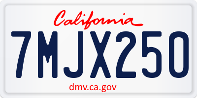 CA license plate 7MJX250