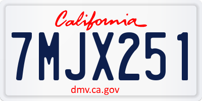 CA license plate 7MJX251