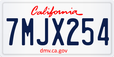 CA license plate 7MJX254