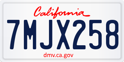 CA license plate 7MJX258