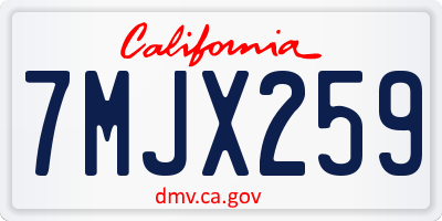 CA license plate 7MJX259