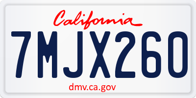 CA license plate 7MJX260