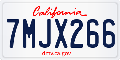 CA license plate 7MJX266