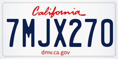 CA license plate 7MJX270