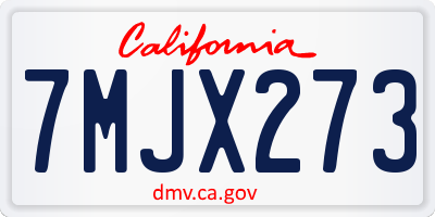 CA license plate 7MJX273