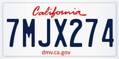 CA license plate 7MJX274