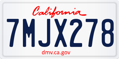 CA license plate 7MJX278