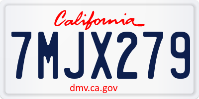 CA license plate 7MJX279