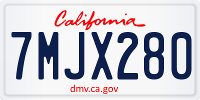 CA license plate 7MJX280