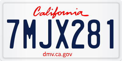 CA license plate 7MJX281
