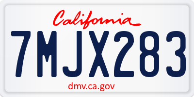 CA license plate 7MJX283