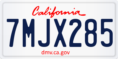 CA license plate 7MJX285