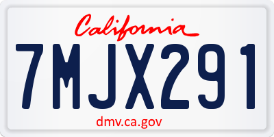 CA license plate 7MJX291