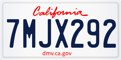 CA license plate 7MJX292