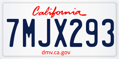 CA license plate 7MJX293