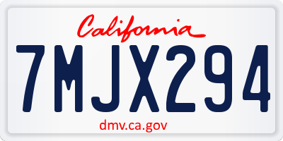 CA license plate 7MJX294